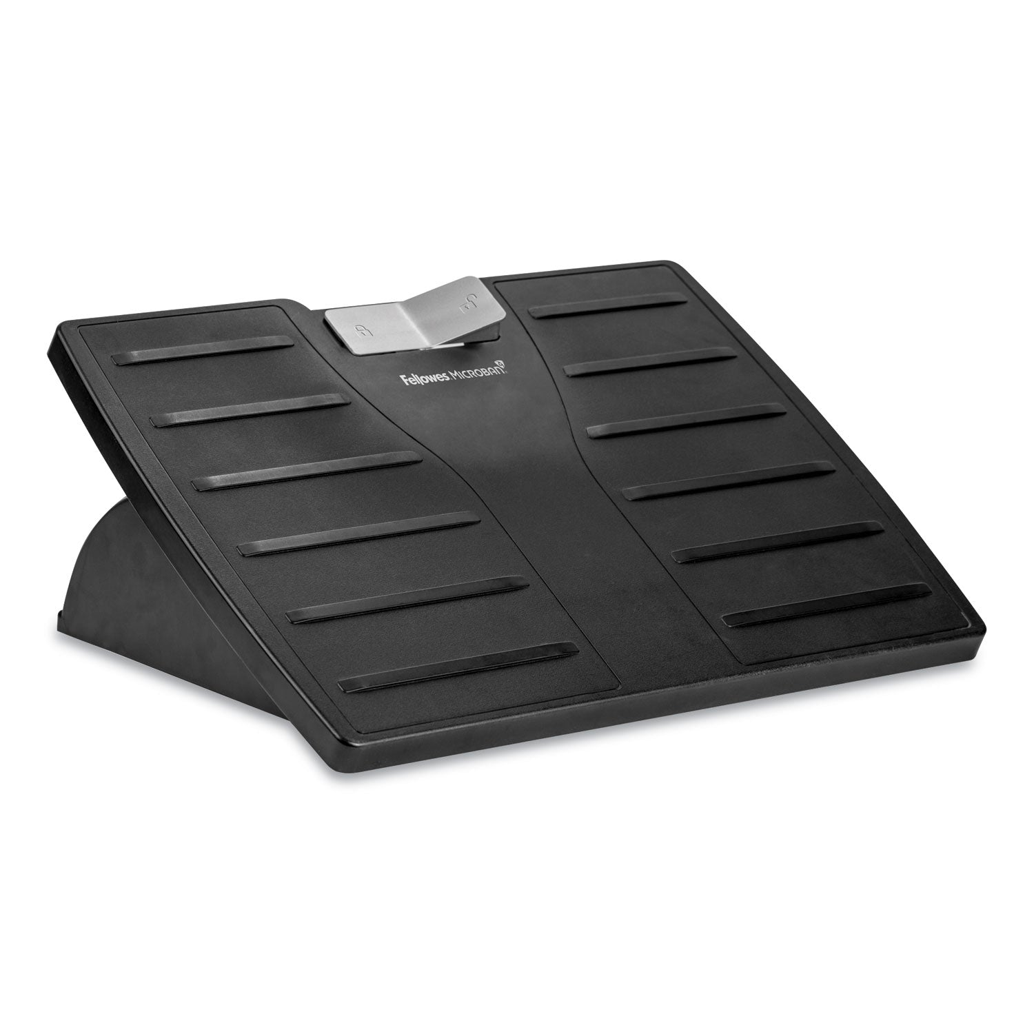 Adjustable Locking Footrest with Microban, 17.5w x 13.13d x 4.13 to 5.63h, Black/Silver - 