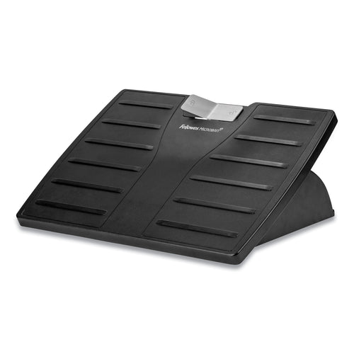 Adjustable Locking Footrest with Microban, 17.5w x 13.13d x 4.13 to 5.63h, Black/Silver - 