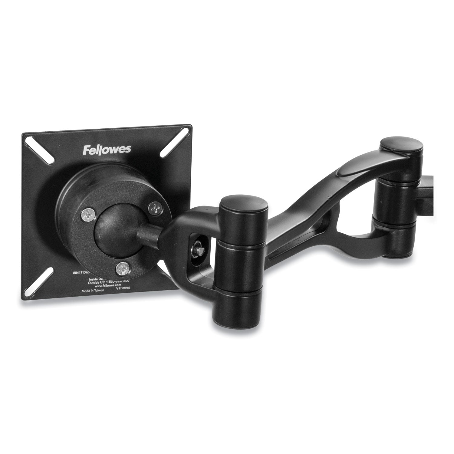 Professional Series Depth Adjustable Dual Monitor Arm, 360 deg Rotation, 37 deg Tilt, 360 deg Pan, Black, Supports 24 lb - 