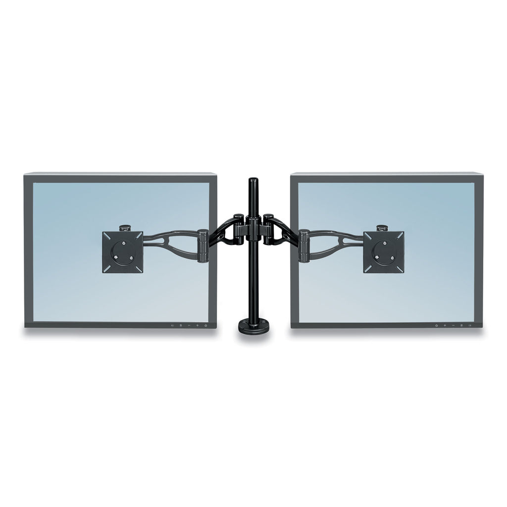 Professional Series Depth Adjustable Dual Monitor Arm, 360 deg Rotation, 37 deg Tilt, 360 deg Pan, Black, Supports 24 lb - 