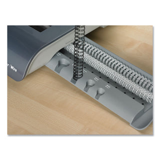 Quasar Manual Wire Binding Machine, 130 Sheets, 8.13 x 15.38 x 5.13, Metallic Gray - 