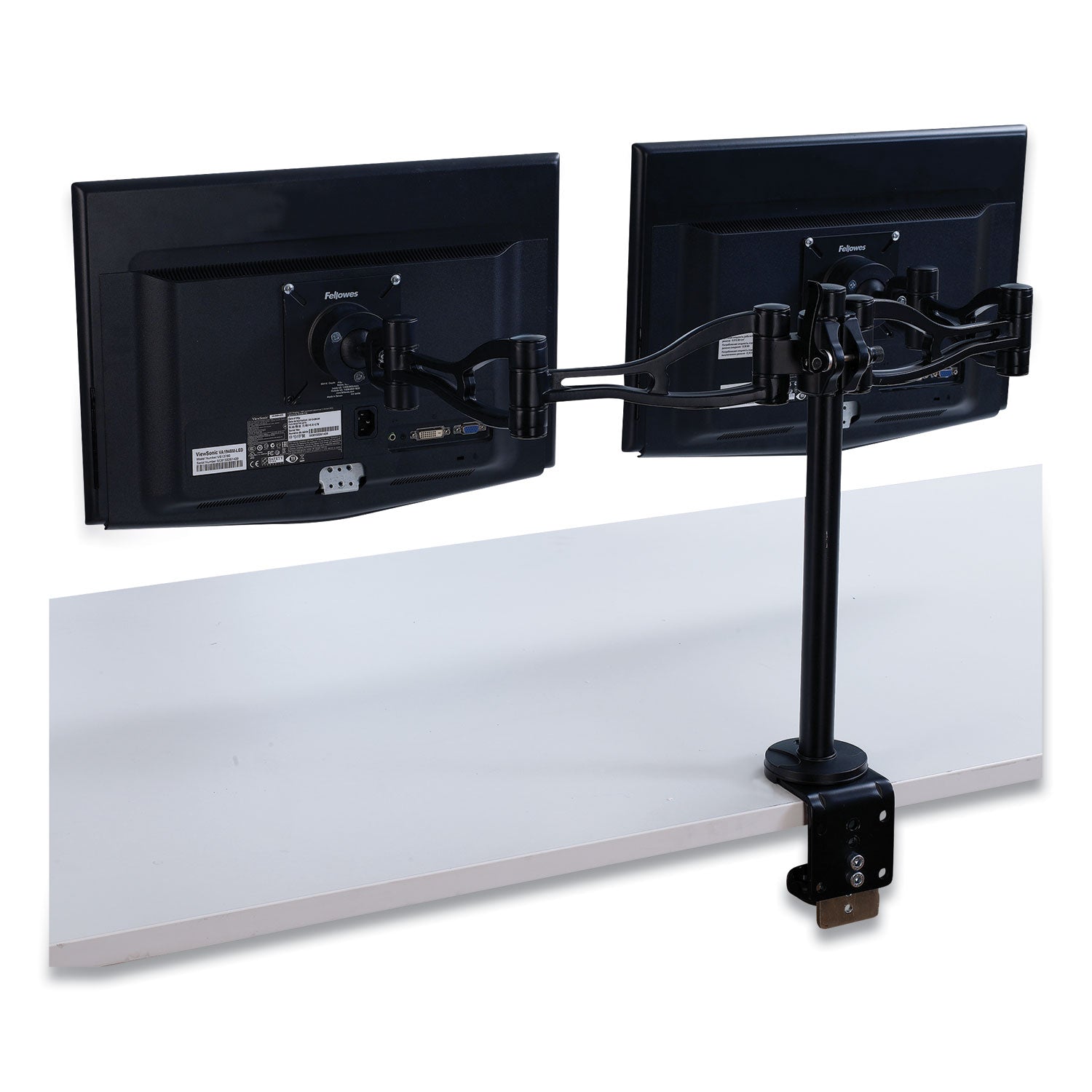 Professional Series Depth Adjustable Dual Monitor Arm, 360 deg Rotation, 37 deg Tilt, 360 deg Pan, Black, Supports 24 lb - 