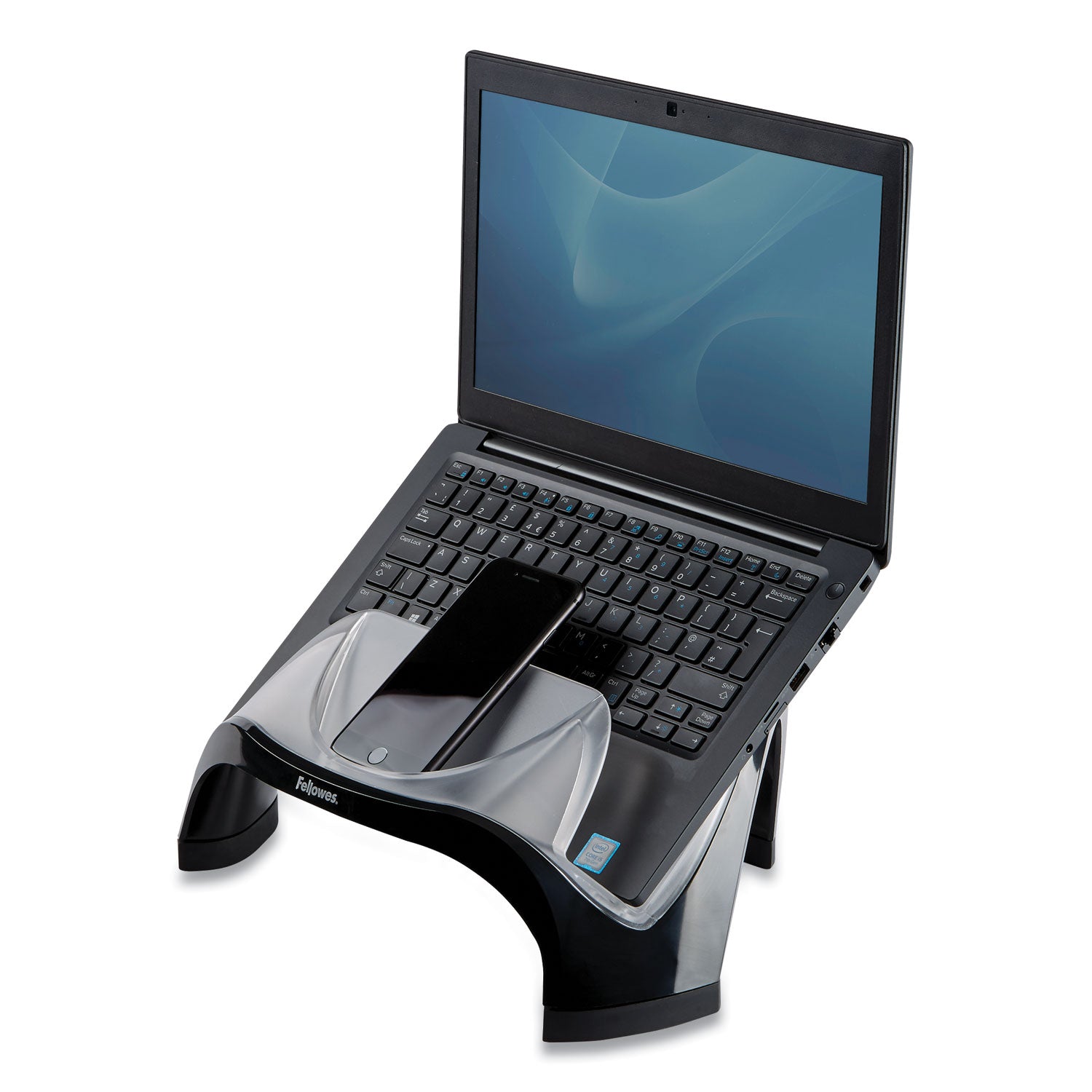 Smart Suites Laptop Riser with USB, 13.13" x 10.63" x 7.5", Black/Clear - 