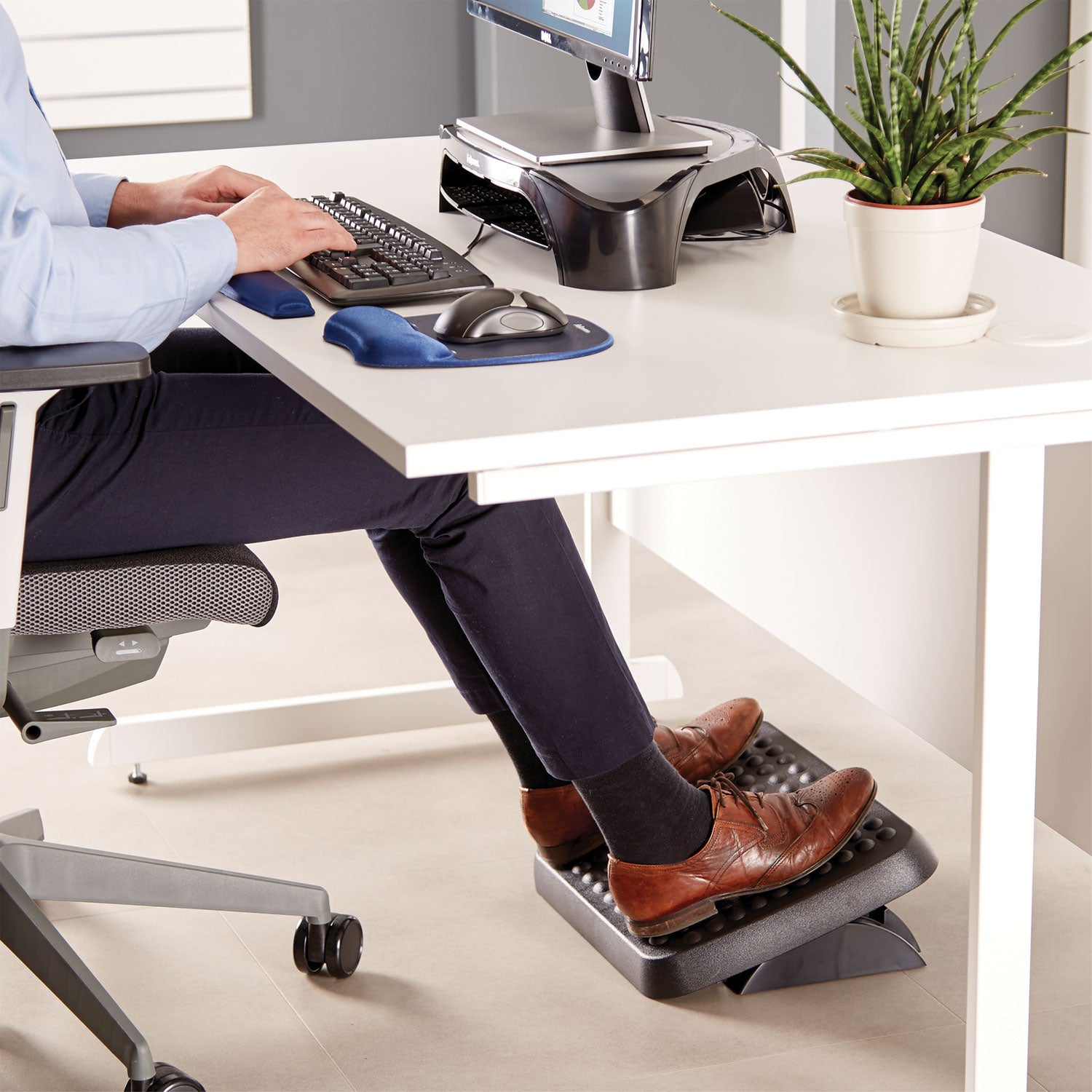 Standard Footrest, Adjustable, 17.63w x 13.13d x 3.75h, Graphite - 