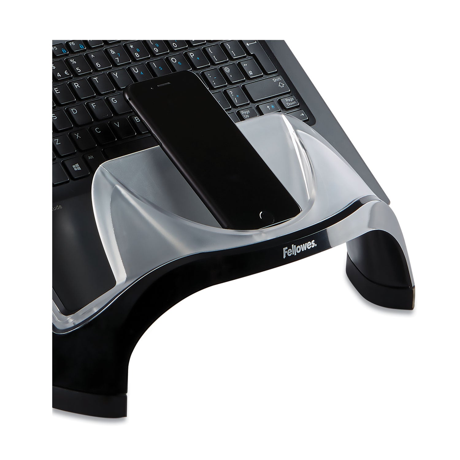Smart Suites Laptop Riser with USB, 13.13" x 10.63" x 7.5", Black/Clear - 