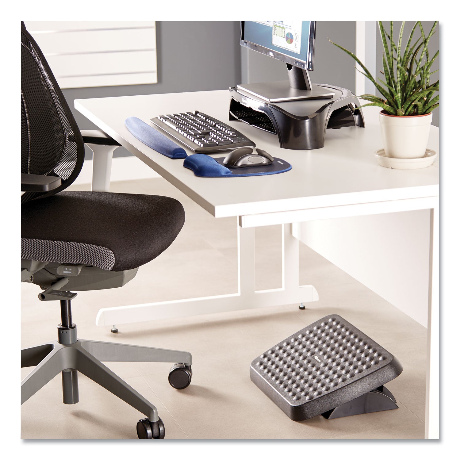 Standard Footrest, Adjustable, 17.63w x 13.13d x 3.75h, Graphite - 