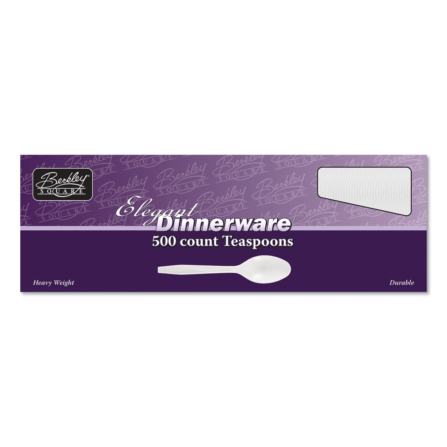 Elegant Dinnerware Heavyweight Cutlery, Polystyrene, Spoon, White, 500/Box