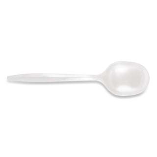 Mediumweight Polypropylene Cutlery, Soup Spoon, White, 1,000/Carton