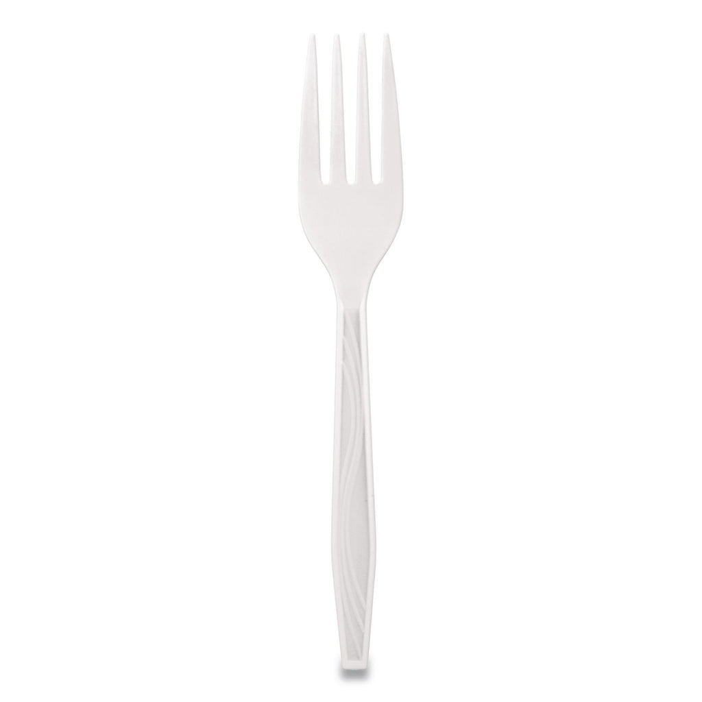 Elegant Dinnerware Heavyweight Cutlery, Polystyrene, Fork, White, 500/Box