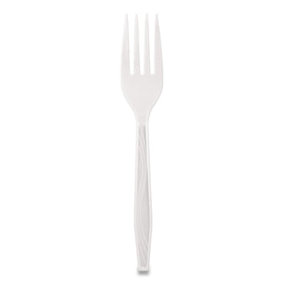 Elegant Dinnerware Heavyweight Cutlery, Polystyrene, Fork, White, 500/Box