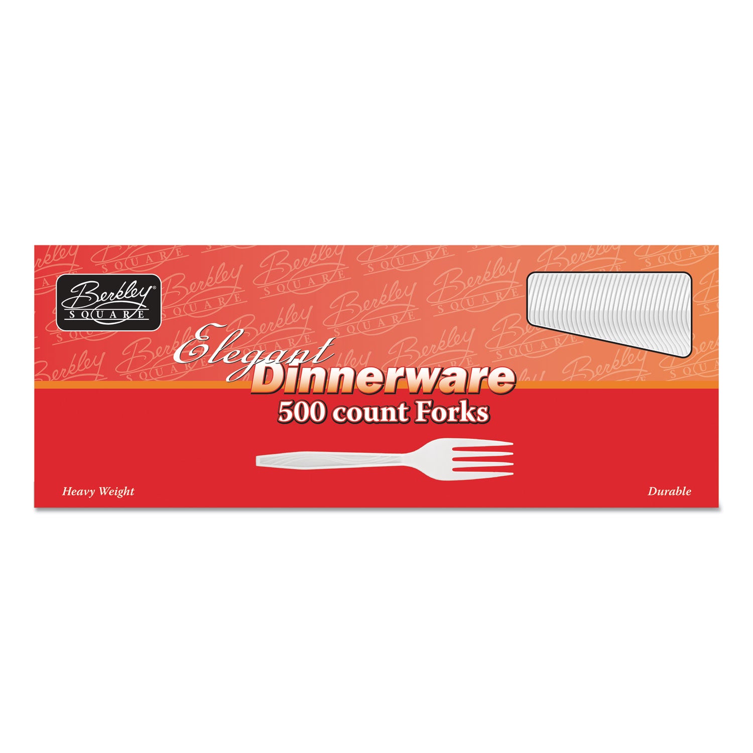 Elegant Dinnerware Heavyweight Cutlery, Polystyrene, Fork, White, 500/Box