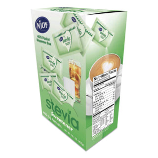 Njoy Green Stevia Sugar Substitute - 0.035 oz (1 g) - Stevia Flavor - 400/Box