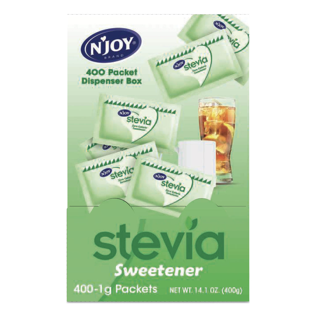 Njoy Green Stevia Sugar Substitute - 0.035 oz (1 g) - Stevia Flavor - 400/Box