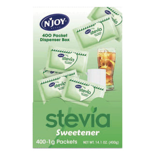 Njoy Green Stevia Sugar Substitute - 0.035 oz (1 g) - Stevia Flavor - 400/Box