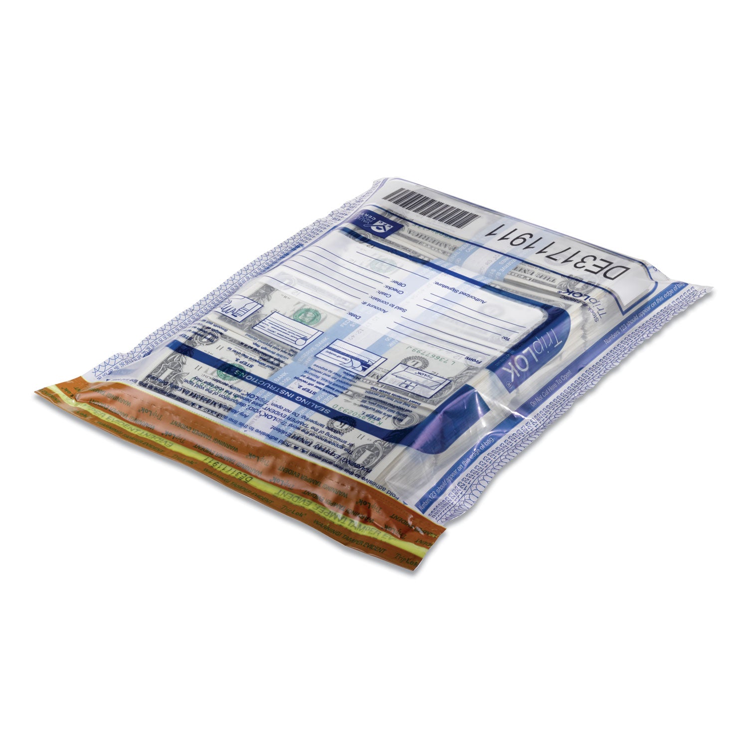 TripLOK Series A Tamper-Evident Bags, 9 x 12, Clear, 100/Pack