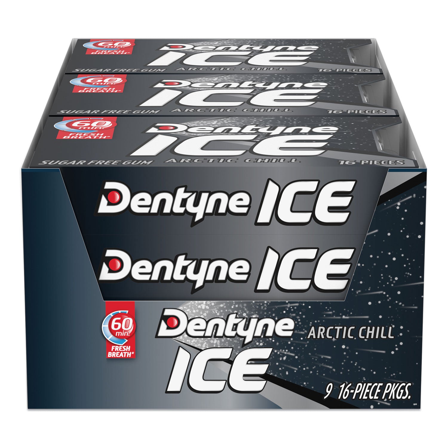 Sugarless Gum, Arctic Chill, 16 Pieces/Pack, 9 Packs/Box