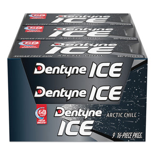 Sugarless Gum, Arctic Chill, 16 Pieces/Pack, 9 Packs/Box