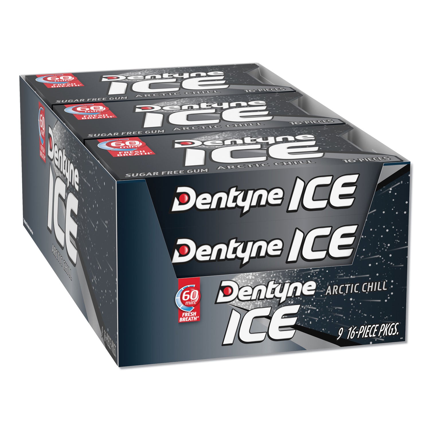 Sugarless Gum, Arctic Chill, 16 Pieces/Pack, 9 Packs/Box