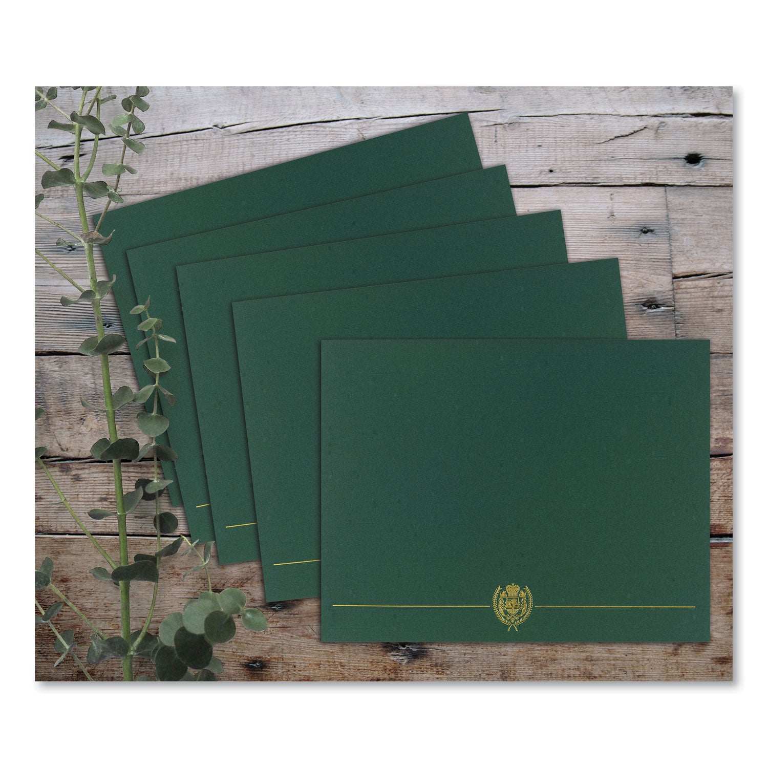 Classic Crest Certificate Covers, 9.38 x 12, Hunter, 5/Pack