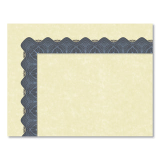 Metallic Border Certificates, 11 x 8.5, Ivory/Blue with Blue Border, 100/Pack