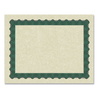 Metallic Border Certificates, 11 x 8.5, Ivory/Green with Green Border, 100/Pack