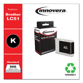 Remanufactured Black Ink, Replacement for LC51BK, 500 Page-Yield, Ships in 1-3 Business Days