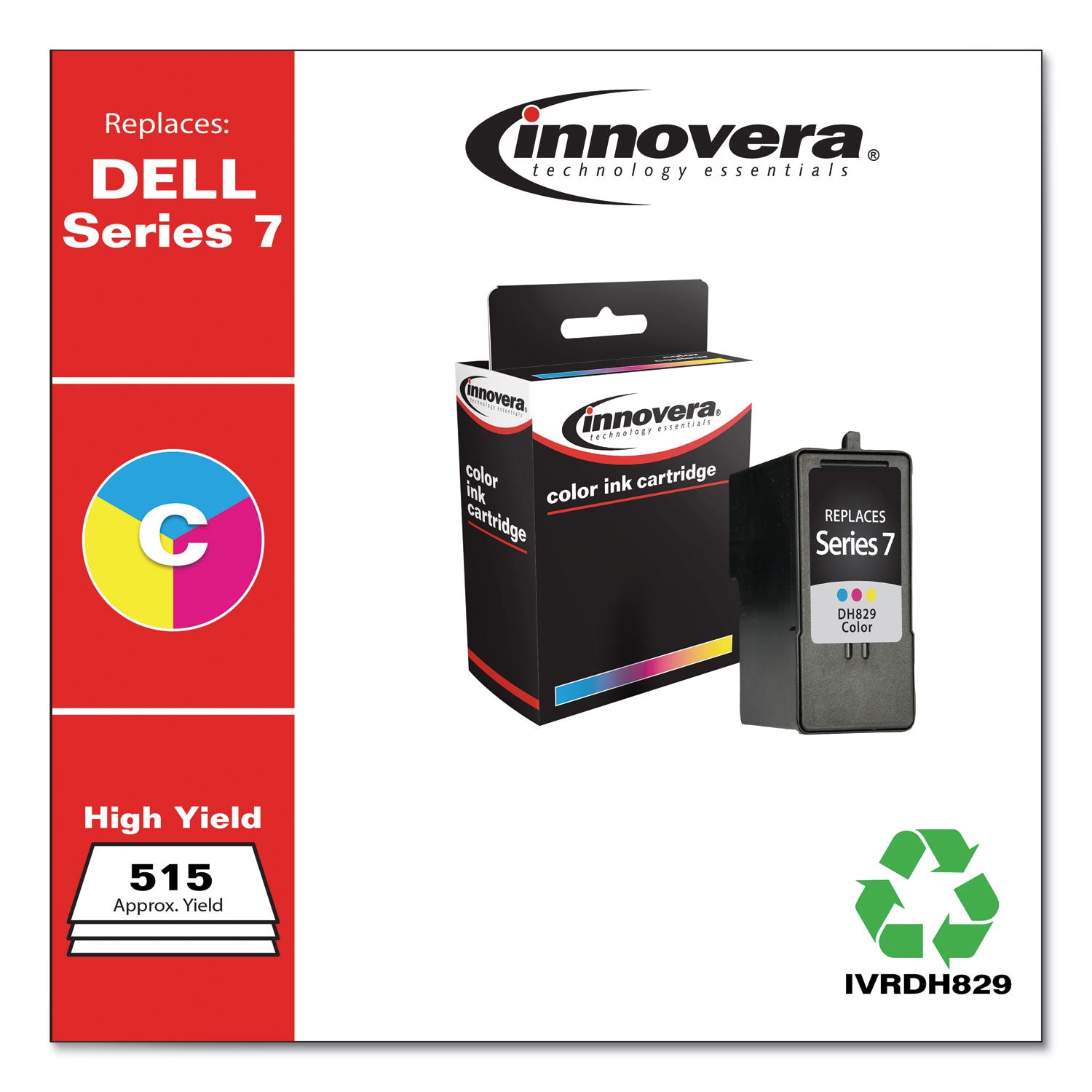 Remanufactured Tri-Color High-Yield Ink, Replacement for Series 7 (CH884), 515 Page-Yield - 