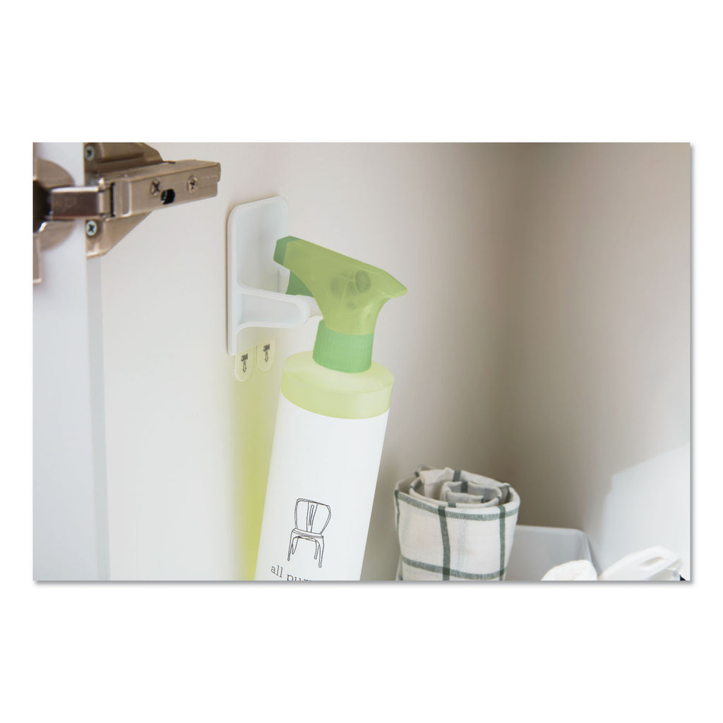 Spray Bottle Holder, 2.34w x 1.69d x 3.34h, White, 2 Hangers/4 Strips/Pack