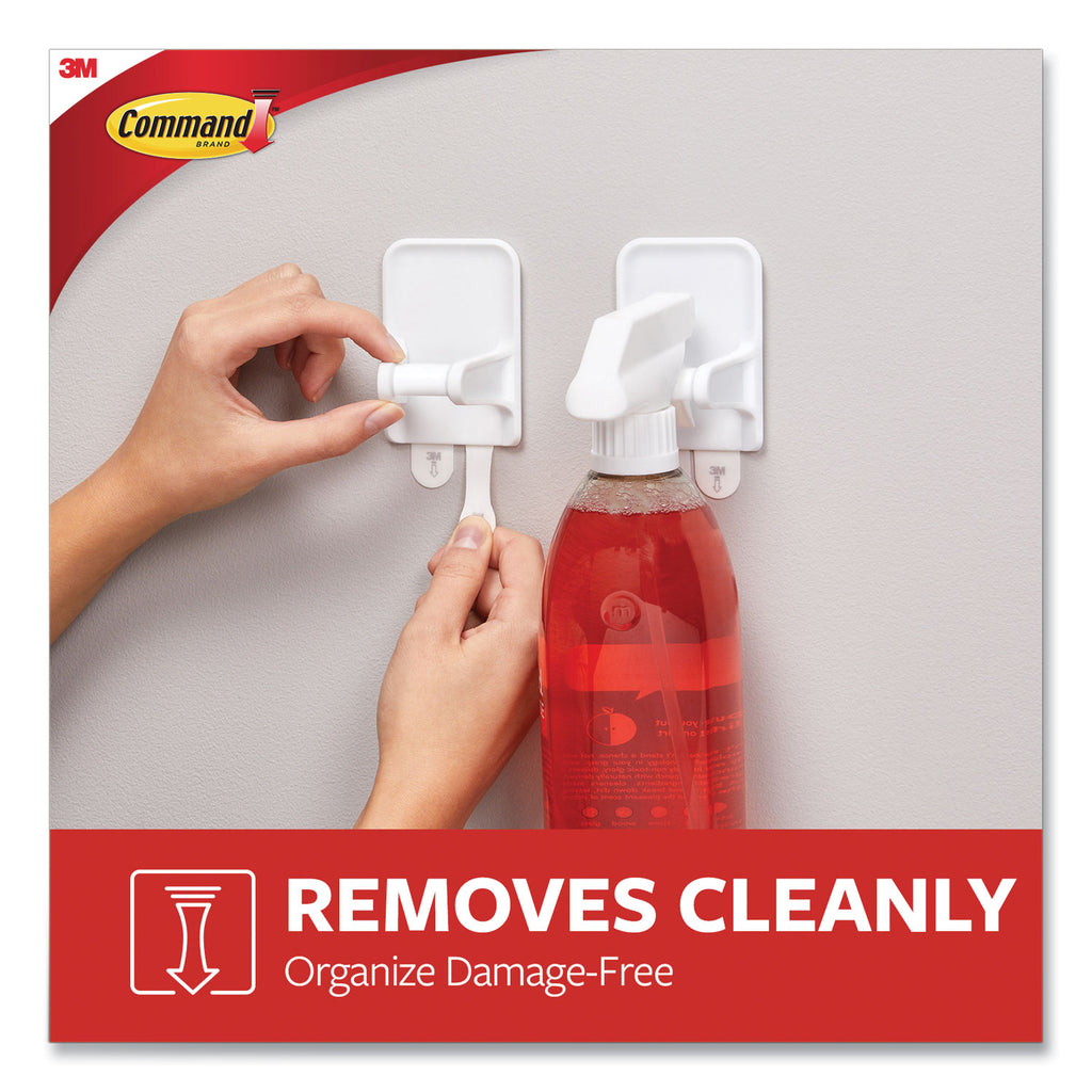 Spray Bottle Holder, 2.34w x 1.69d x 3.34h, White, 2 Hangers/4 Strips/Pack