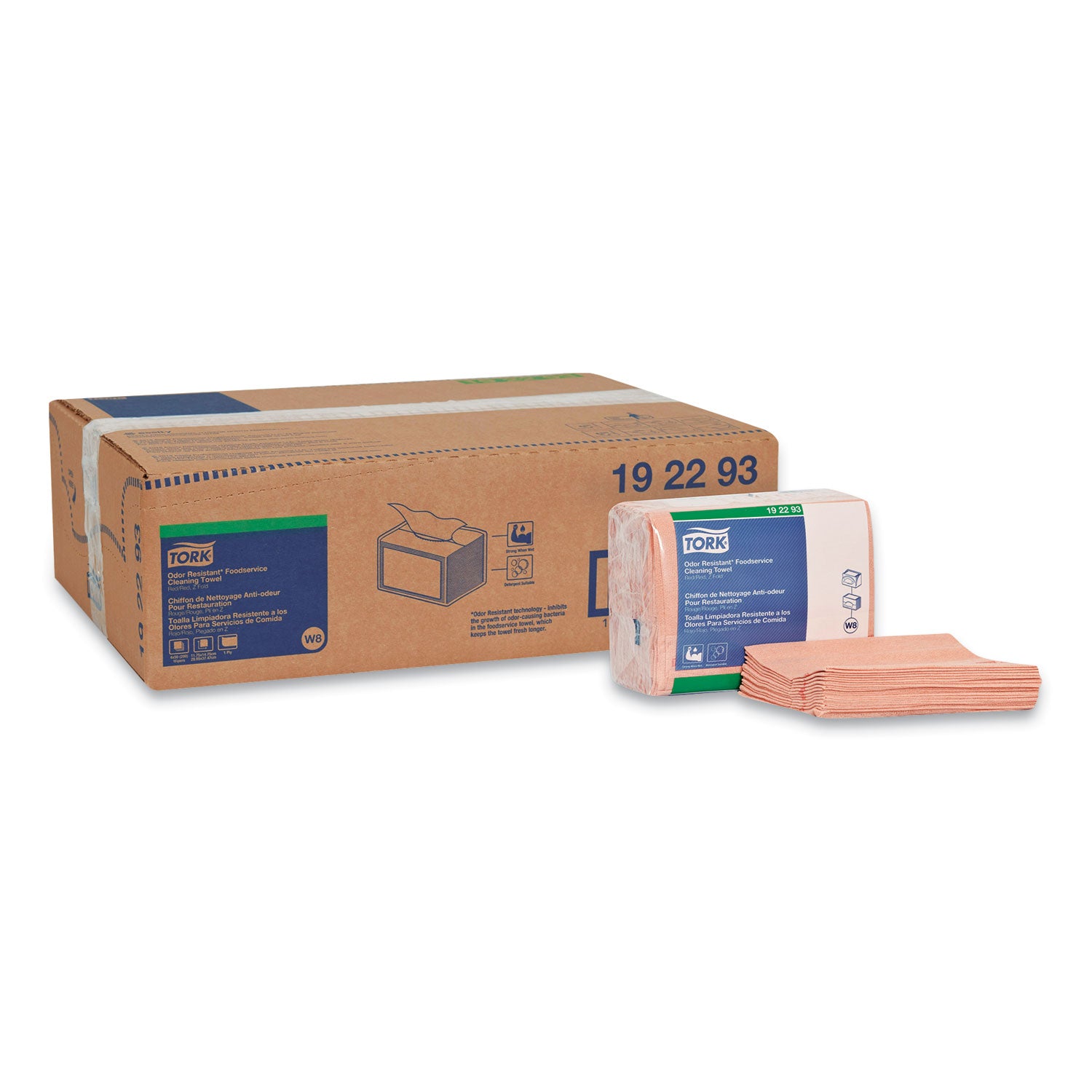 Small Pack Foodservice Cloth, 1-Ply, 11.75 x 14.75, Unscented, Red with Red Stripe, 50/Poly Pack, 4 Packs/Carton