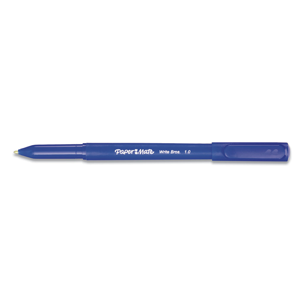 Write Bros. Ballpoint Pen, Stick, Medium 1 mm, Blue Ink, Blue Barrel, Dozen