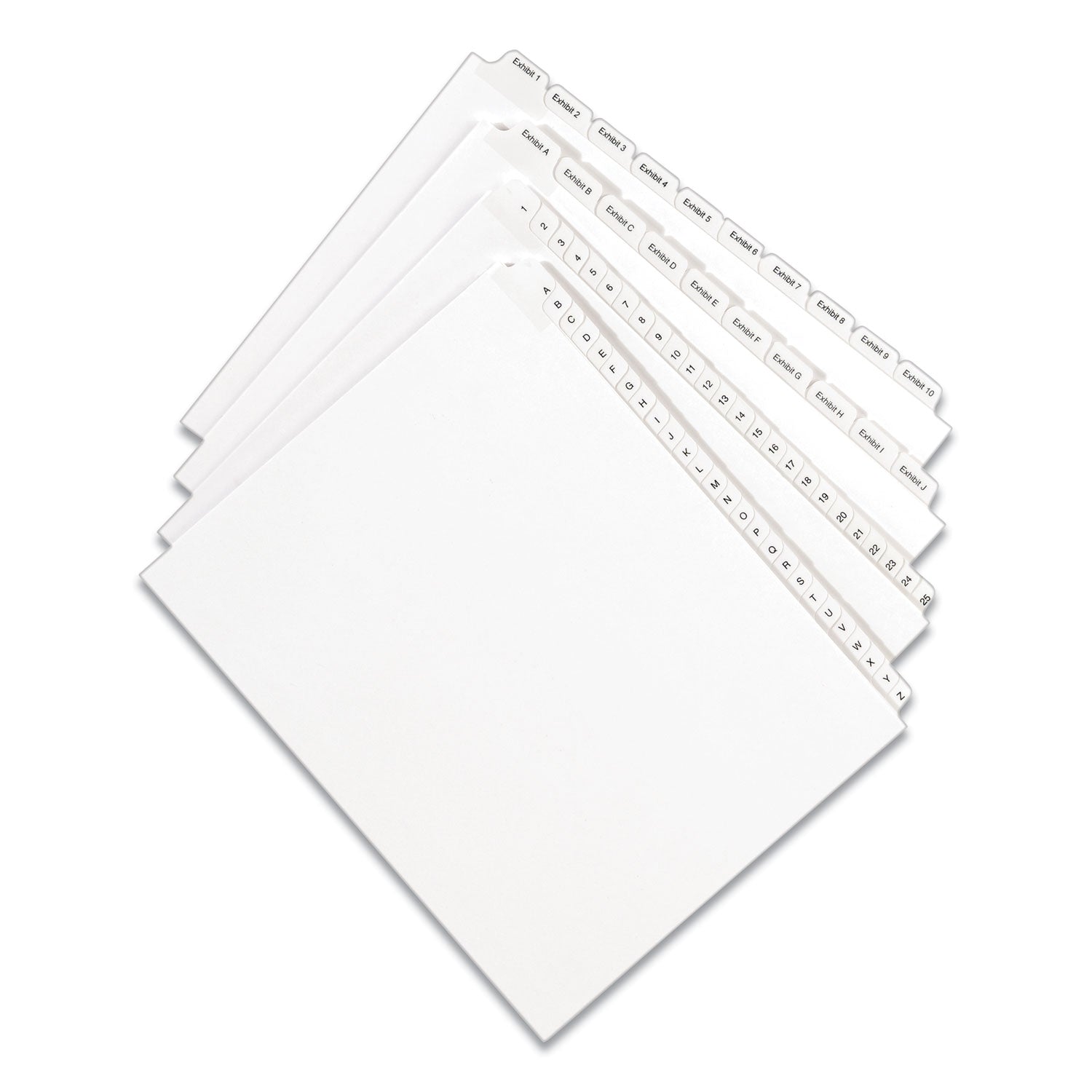 Preprinted Legal Exhibit Side Tab Index Dividers, Allstate Style, 10-Tab, 3, 11 x 8.5, White, 25/Pack - 