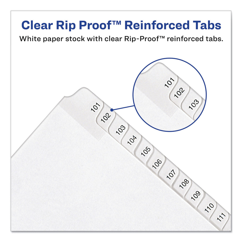 Preprinted Legal Exhibit Side Tab Index Dividers, Allstate Style, 25-Tab, 101 to 125, 11 x 8.5, White, 1 Set, (1705)