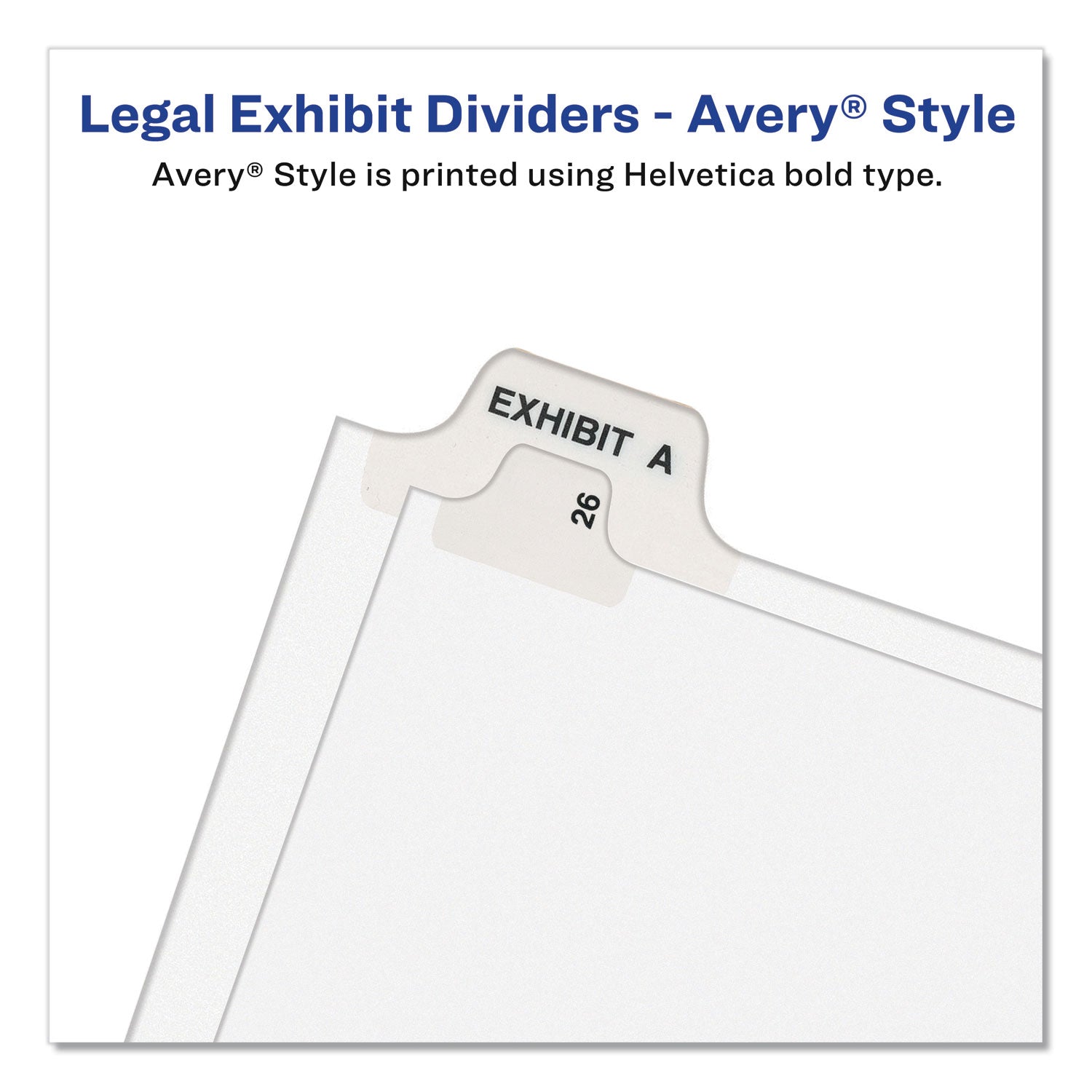 Preprinted Legal Exhibit Bottom Tab Index Dividers, Avery Style, 27-Tab, Exhibit A to Exhibit Z, 11 x 8.5, White, 1 Set - 