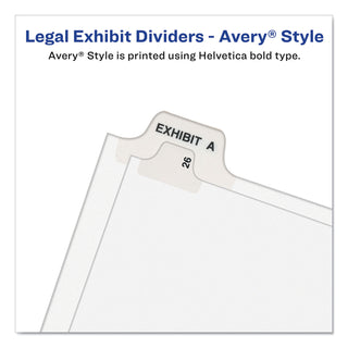 Preprinted Legal Exhibit Side Tab Index Dividers, Avery Style, 10-Tab, 6, 11 x 8.5, White, 25/Pack