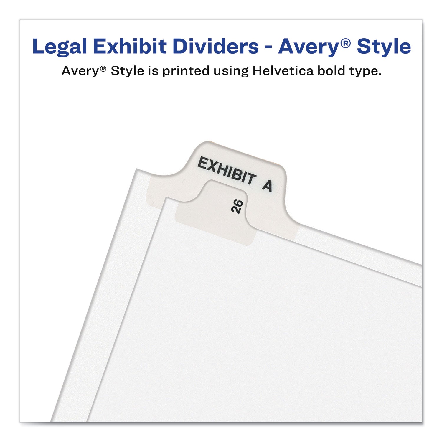 Preprinted Legal Exhibit Side Tab Index Dividers, Avery Style, 26-Tab, D, 11 x 8.5, White, 25/Pack, (1404) - 