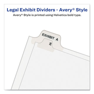 Preprinted Legal Exhibit Side Tab Index Dividers, Avery Style, 26-Tab, D, 11 x 8.5, White, 25/Pack, (1404)