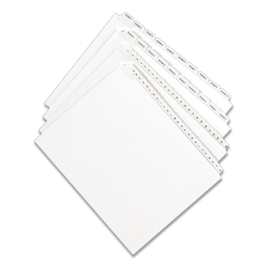 Preprinted Legal Exhibit Side Tab Index Dividers, Allstate Style, 10-Tab, 2, 11 x 8.5, White, 25/Pack