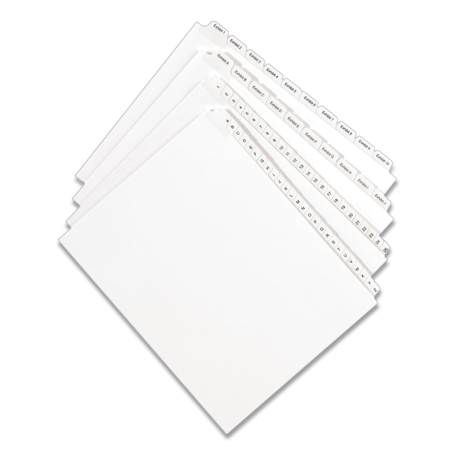 Preprinted Legal Exhibit Side Tab Index Dividers, Allstate Style, 10-Tab, 2, 11 x 8.5, White, 25/Pack - 