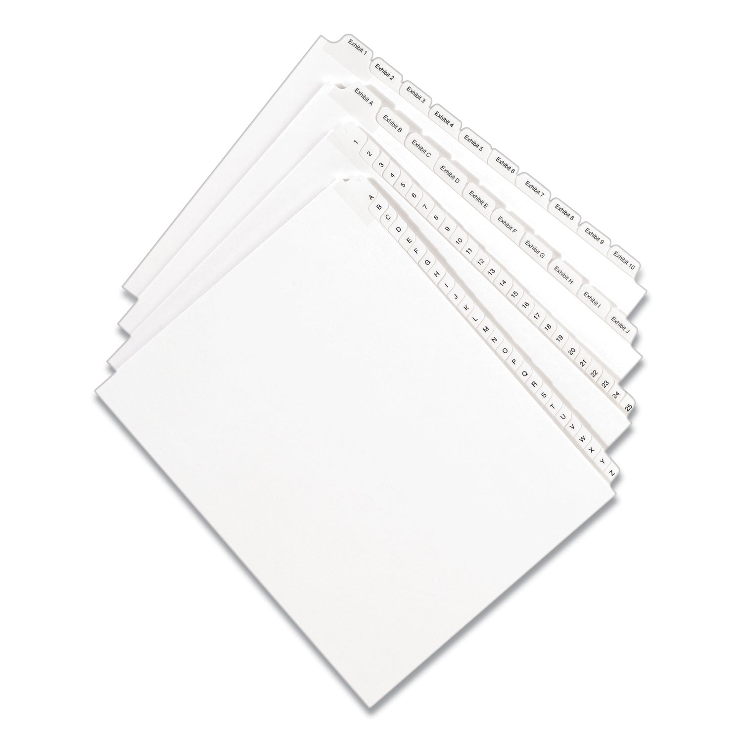 Preprinted Legal Exhibit Side Tab Index Dividers, Allstate Style, 10-Tab, 2, 11 x 8.5, White, 25/Pack