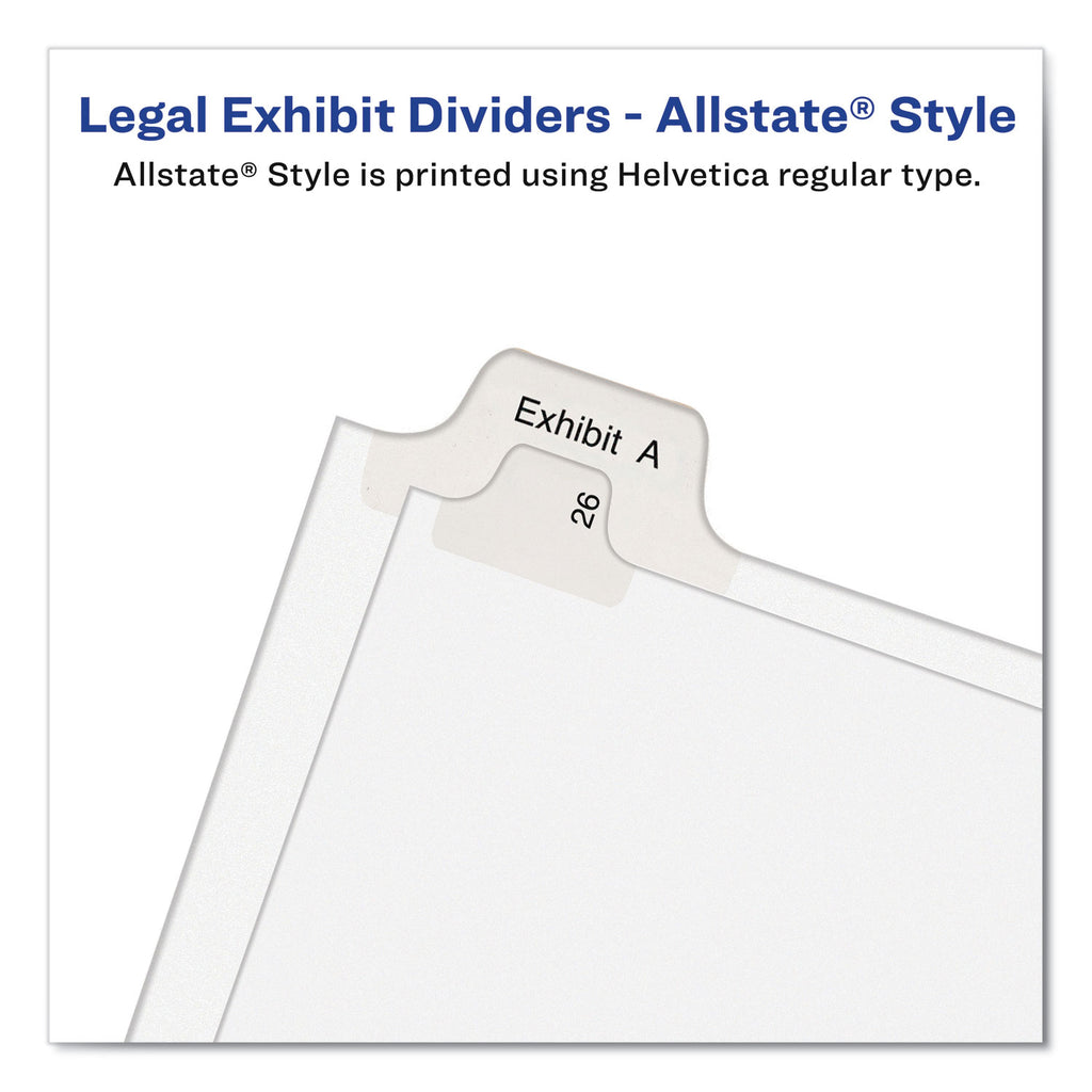 Preprinted Legal Exhibit Side Tab Index Dividers, Allstate Style, 10-Tab, 4, 11 x 8.5, White, 25/Pack