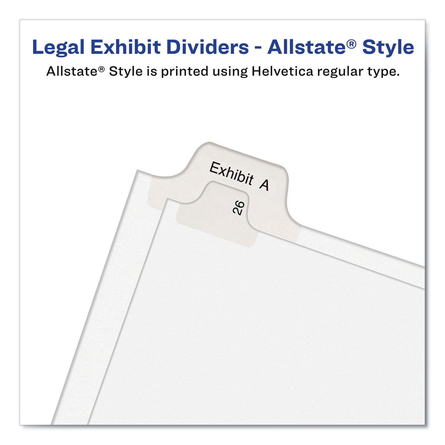 Preprinted Legal Exhibit Side Tab Index Dividers, Allstate Style, 10-Tab, 4, 11 x 8.5, White, 25/Pack - 