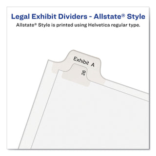 Preprinted Legal Exhibit Side Tab Index Dividers, Allstate Style, 10-Tab, 4, 11 x 8.5, White, 25/Pack