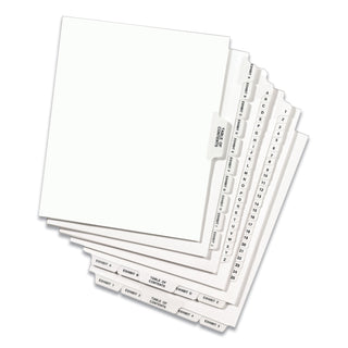 Preprinted Legal Exhibit Side Tab Index Dividers, Avery Style, 10-Tab, 8, 11 x 8.5, White, 25/Pack