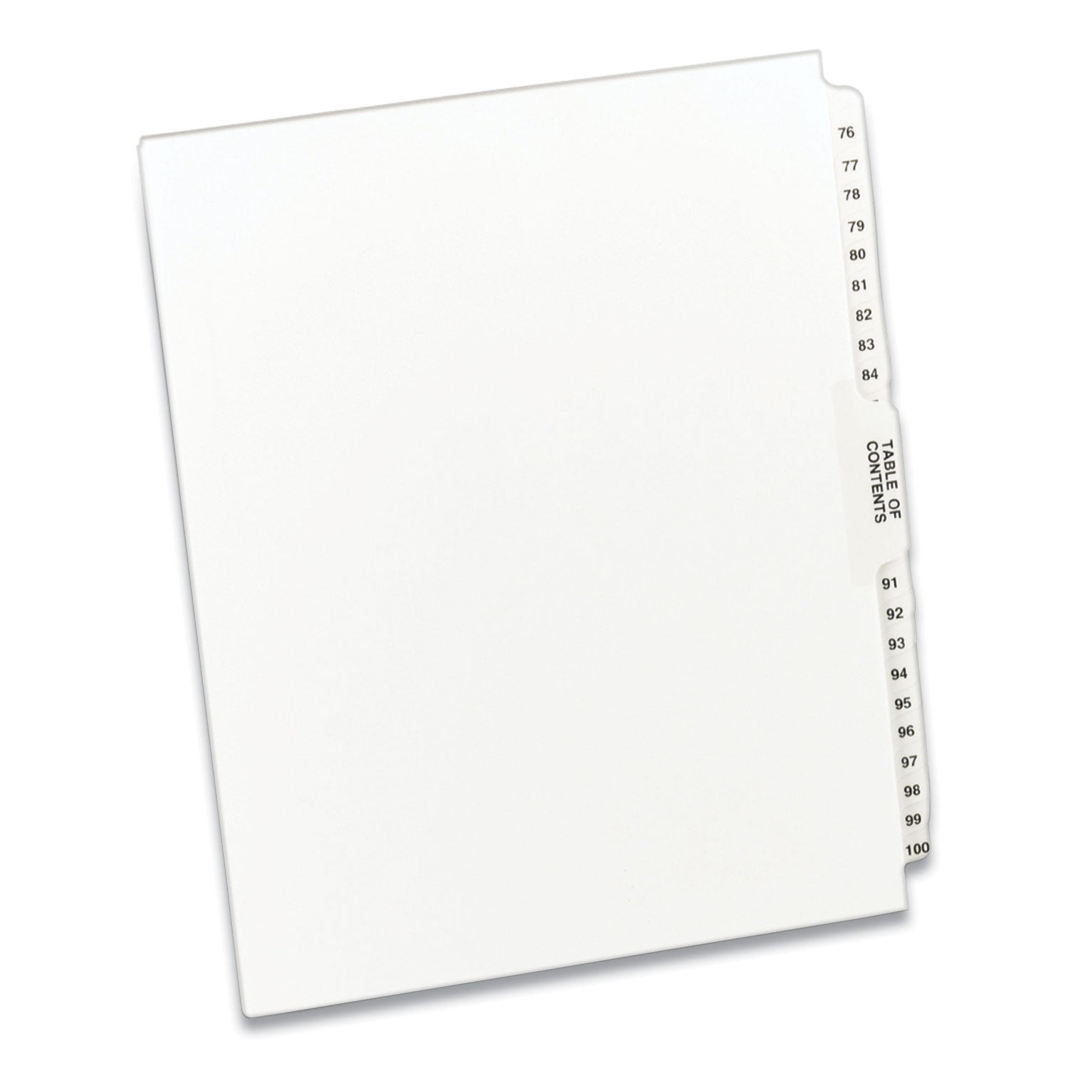 Preprinted Legal Exhibit Side Tab Index Dividers, Avery Style, 26-Tab, 76 to 100, 11 x 8.5, White, 1 Set - 