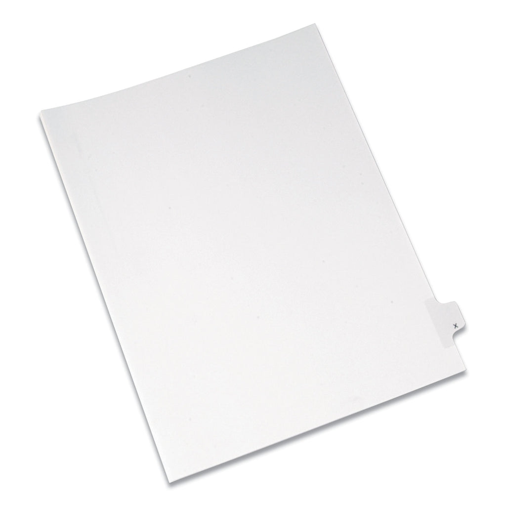 Preprinted Legal Exhibit Side Tab Index Dividers, Allstate Style, 26-Tab, X, 11 x 8.5, White, 25/Pack - 
