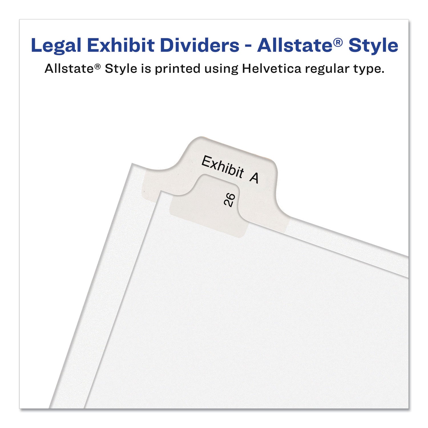 Preprinted Legal Exhibit Side Tab Index Dividers, Allstate Style, 26-Tab, A to Z, 11 x 8.5, White, 1 Set, (1700) - 