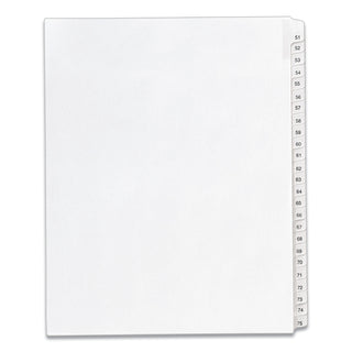Preprinted Legal Exhibit Side Tab Index Dividers, Allstate Style, 25-Tab, 51 to 75, 11 x 8.5, White, 1 Set, (1703)