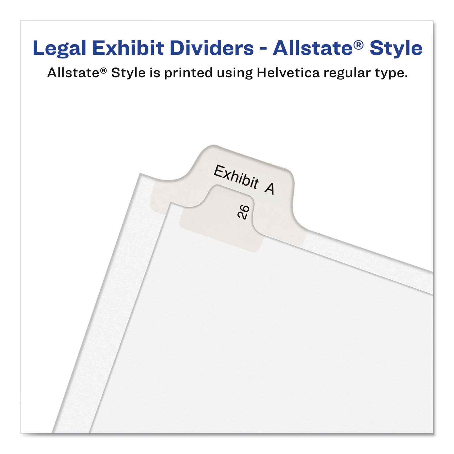 Preprinted Legal Exhibit Side Tab Index Dividers, Allstate Style, 10-Tab, 7, 11 x 8.5, White, 25/Pack - 