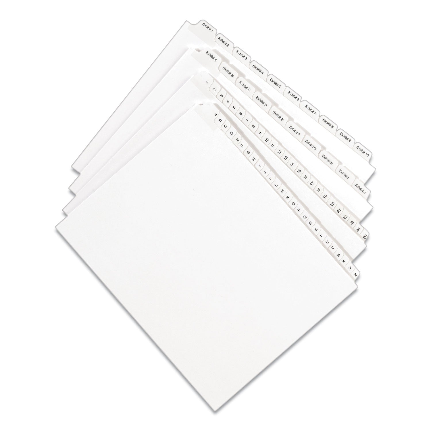 Preprinted Legal Exhibit Side Tab Index Dividers, Allstate Style, 26-Tab, V, 11 x 8.5, White, 25/Pack - 